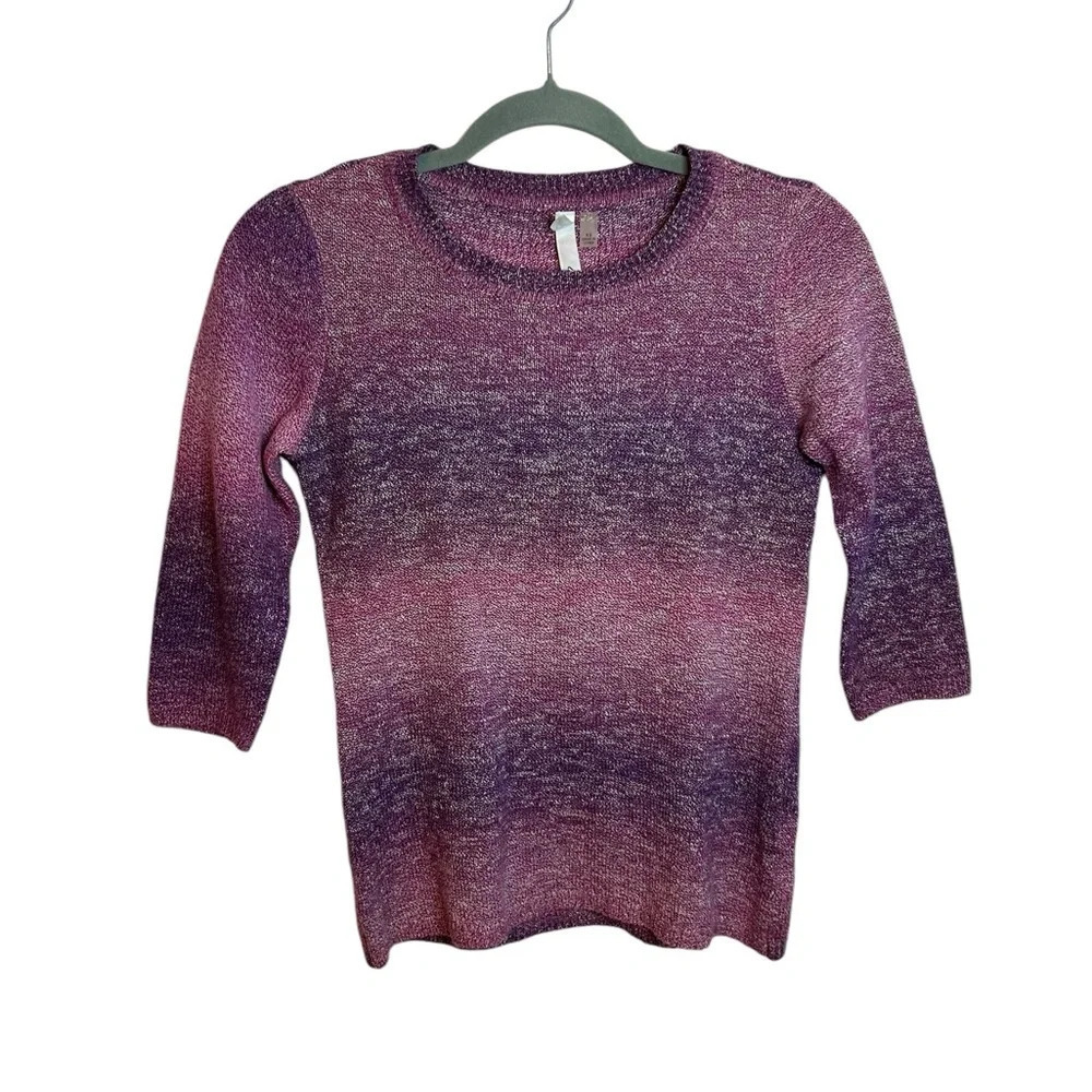 NY Collection Purple Ombre 3/4 Sleeve Sweater